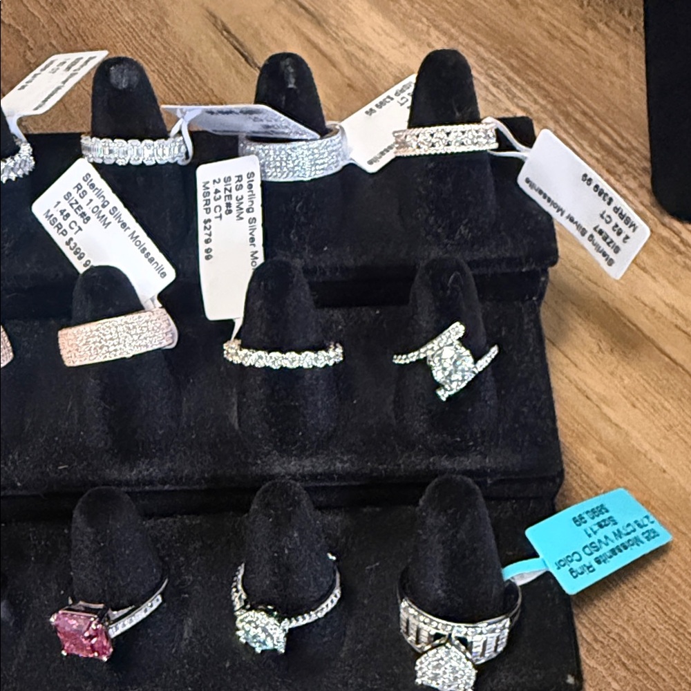 Sterling Silver Pav Crystal Stackable Ring - Whit… - image 1